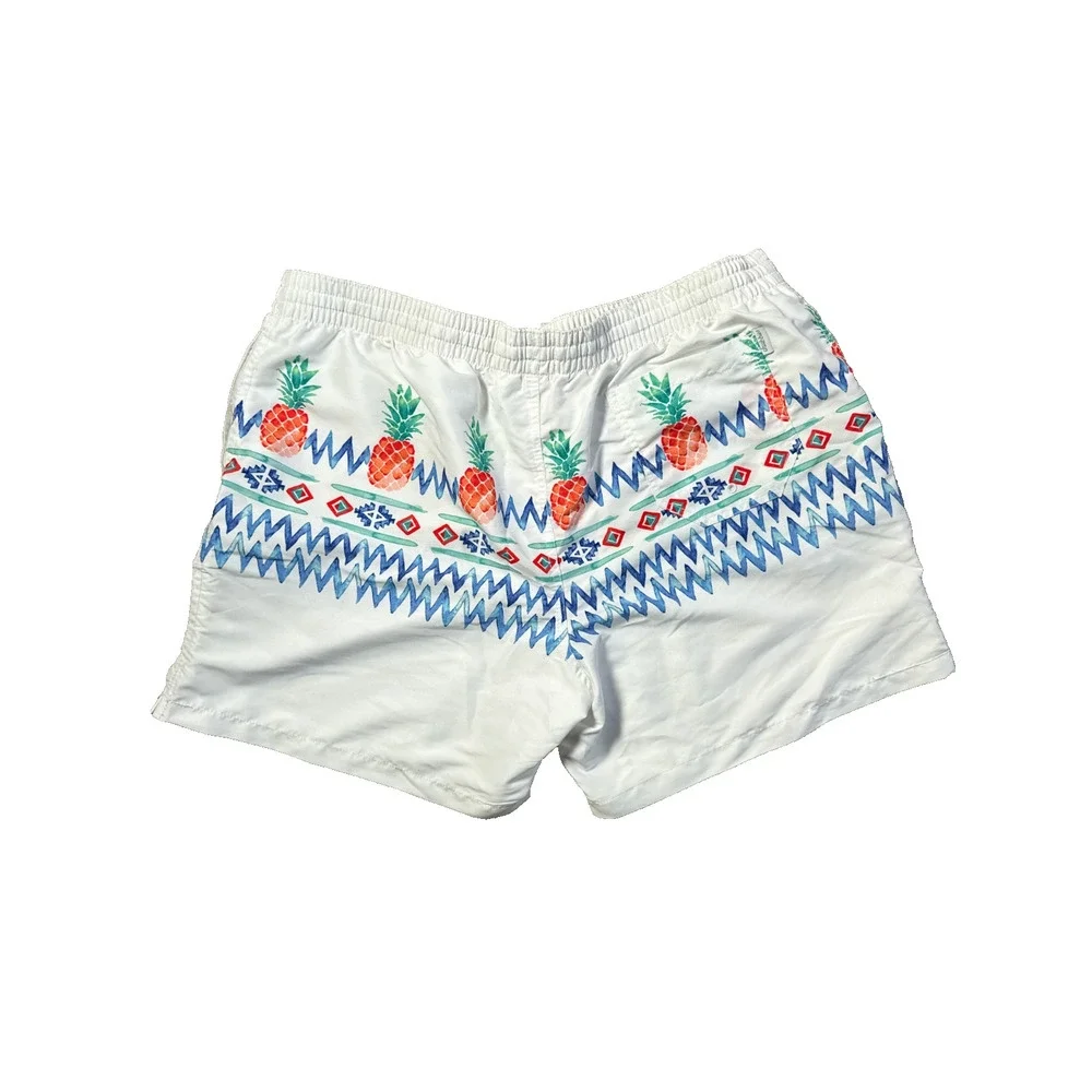 Chubbies Pineapple Swim Trunks XXL White Tropical Elastic Waist Lined Shorts